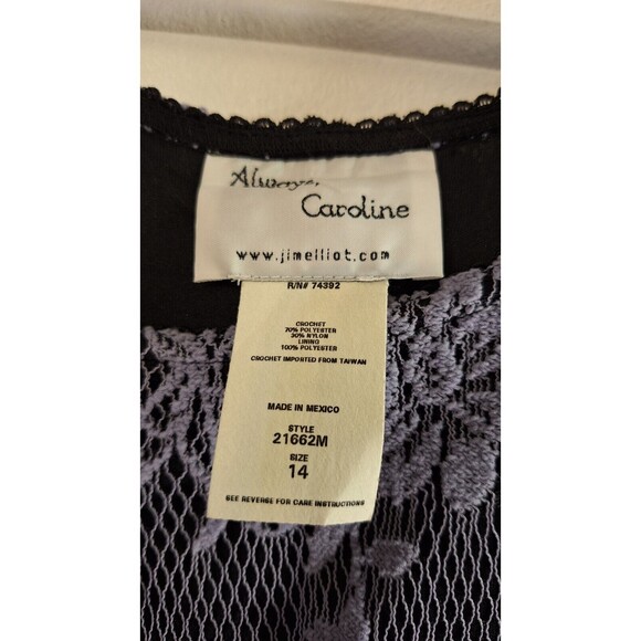 Vtg ALWAYS CAROLINE Crochet Lined Floral Maxi Dress Sz 14 Boho Coquette Cottage - Picture 3 of 6